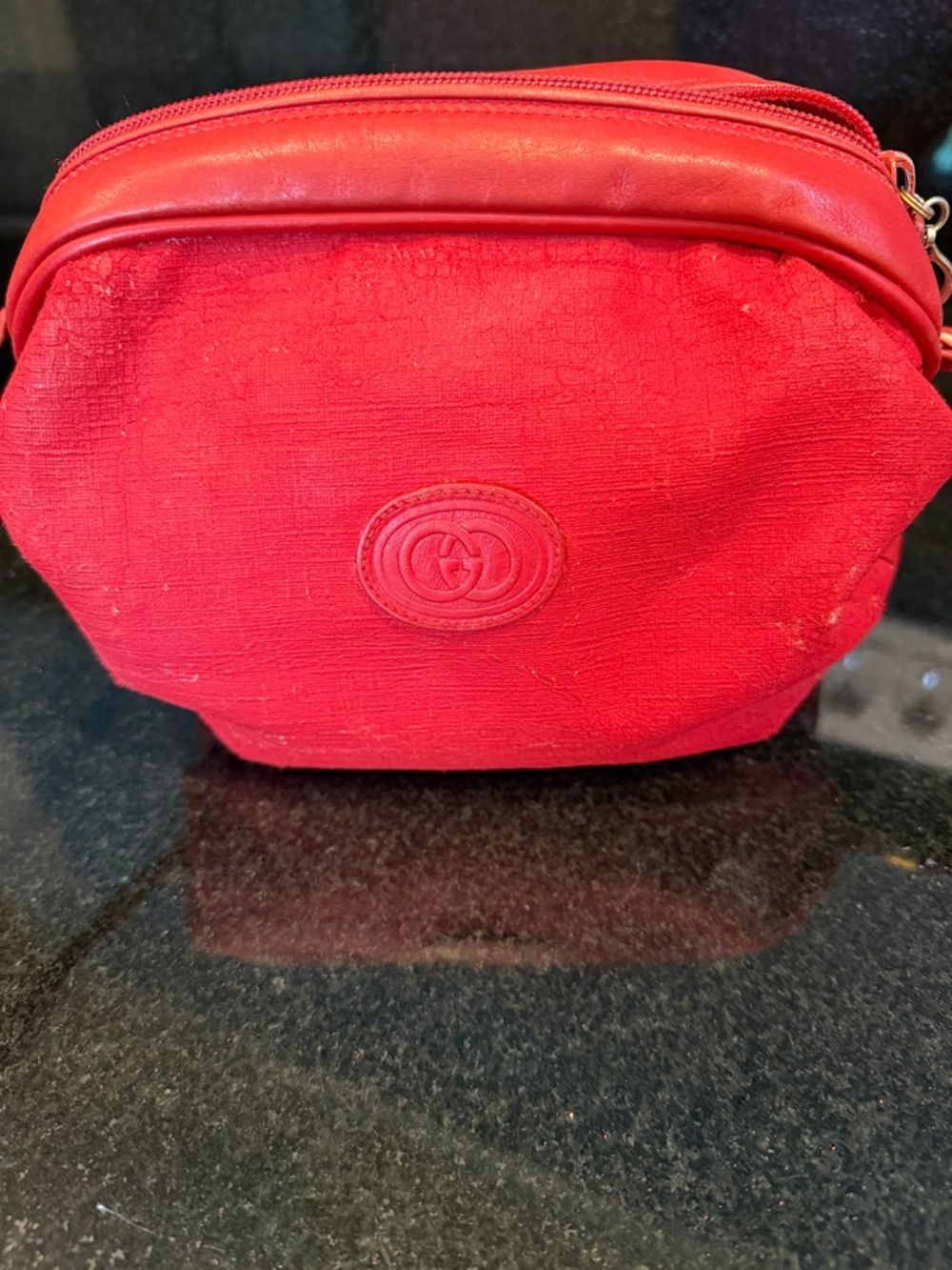 Gucci Red Embossed GG Crossbody VINTAGE
